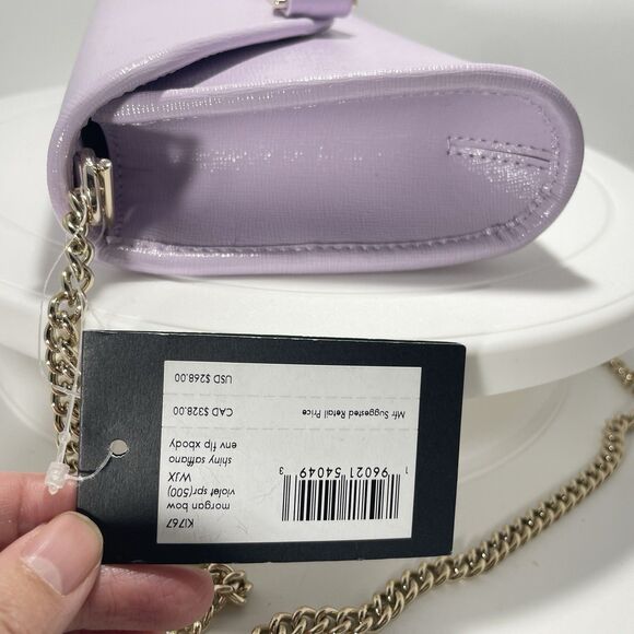 Kate Spade New York Morgan Bow Embellished Leather Envelope Crossbody Bag Purple - Picture 5 of 9